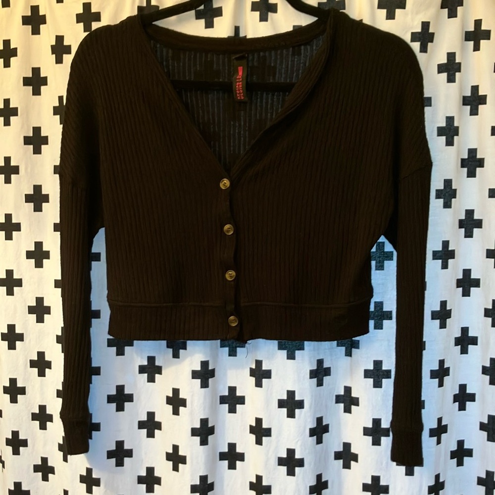 (US M) Design Lab Black Crop Top